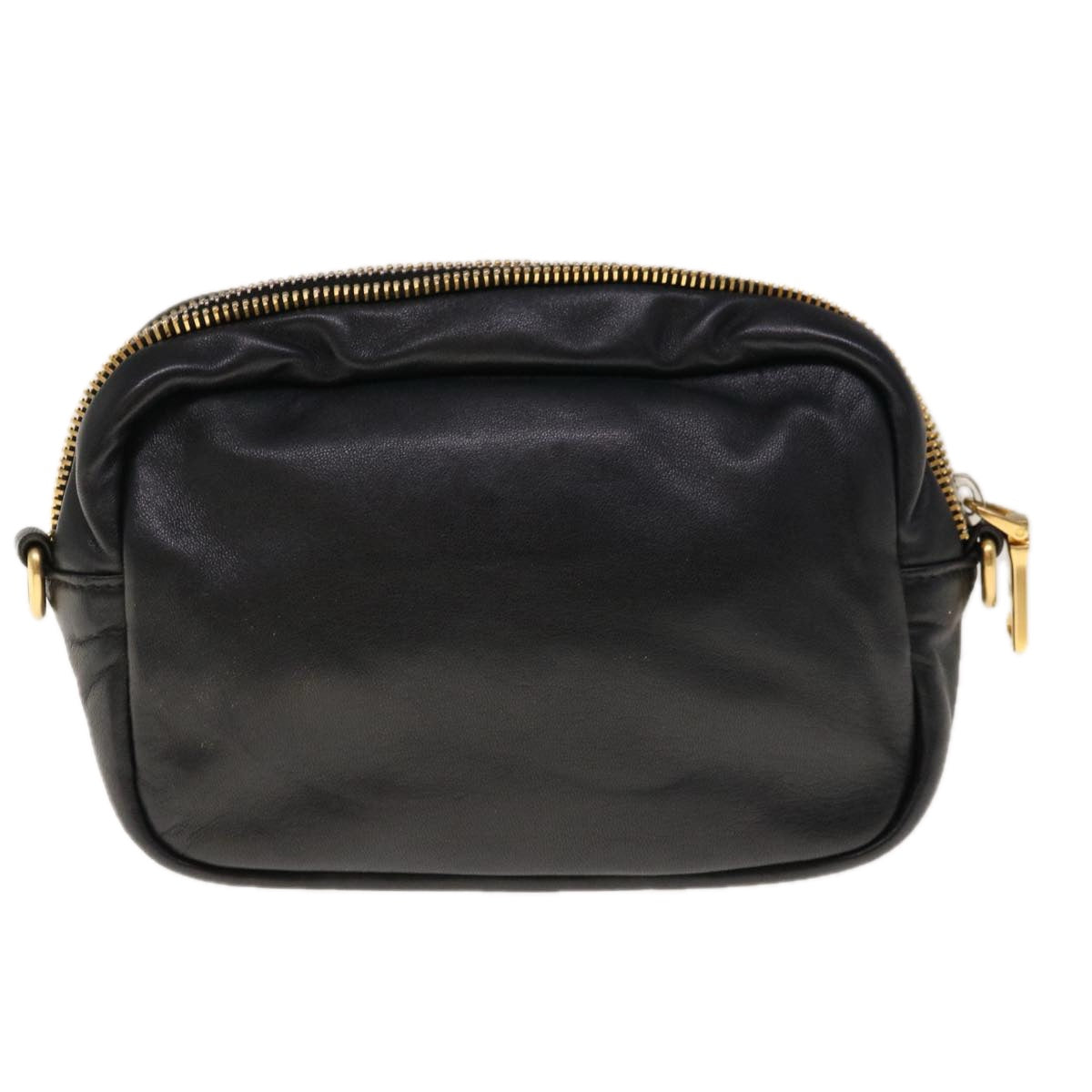 PRADA Ribbon Shoulder Bag Leather Black Pink  66114