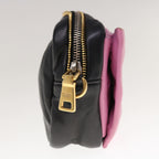 PRADA Ribbon Shoulder Bag Leather Black Pink  66114