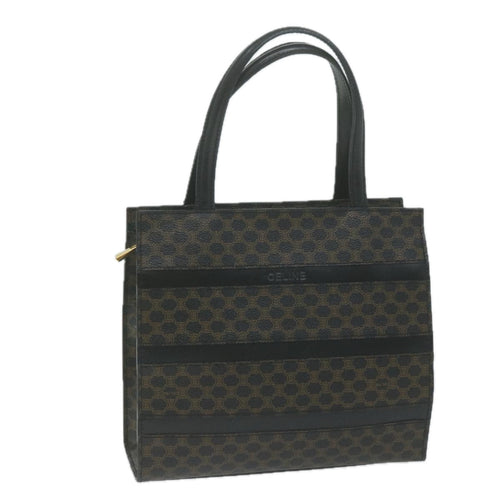 CELINE Macadam Canvas Hand Bag PVC Brown Black Auth 66116