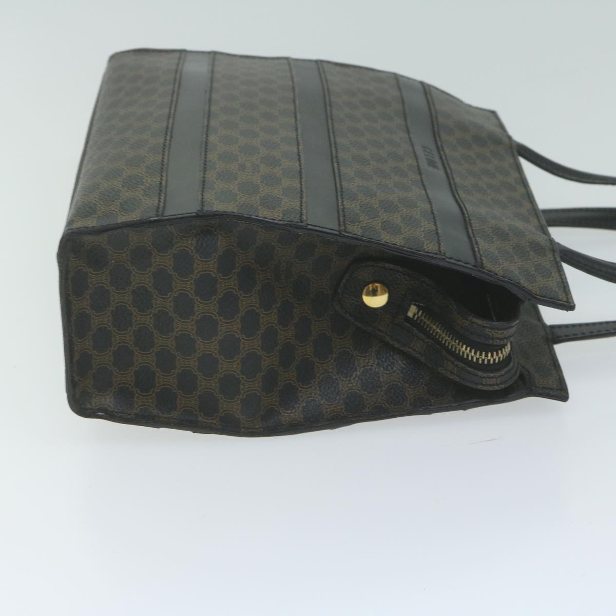 CELINE Macadam Canvas Hand Bag PVC Brown Black Auth 66116