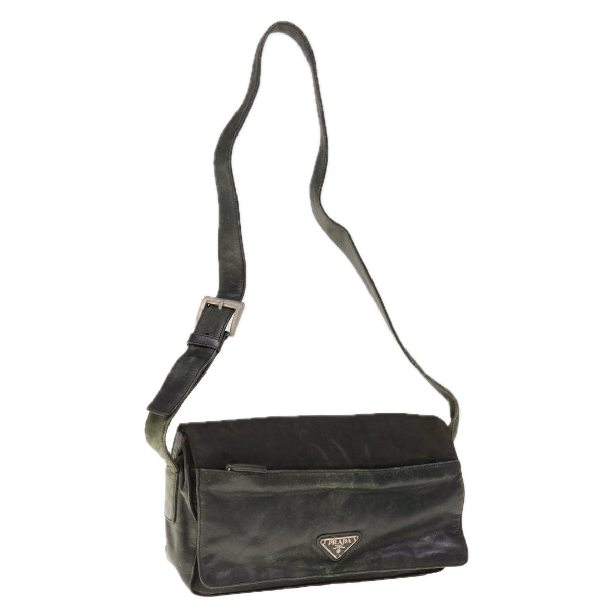 PRADA Shoulder Bag Leather Black  66137