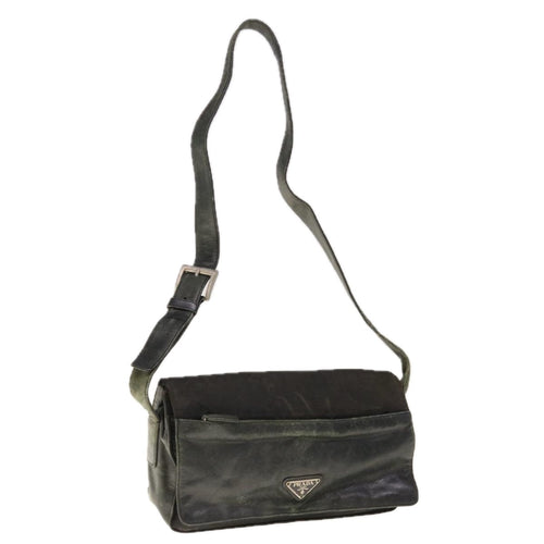 PRADA Shoulder Bag Leather Black  66137