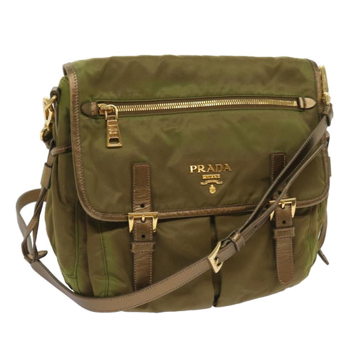 PRADA Shoulder Bag Nylon Khaki  66138