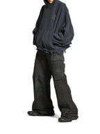 Balenciaga Women Cropped Nail Polish Hoodie In Washed Black