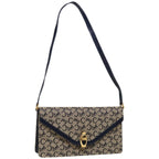 CELINE C Macadam Canvas Shoulder Bag Beige Navy  66179