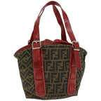 FENDI Zucca Canvas Hand Bag Brown Red66308