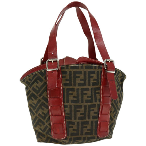 FENDI Zucca Canvas Hand Bag Brown Red66308