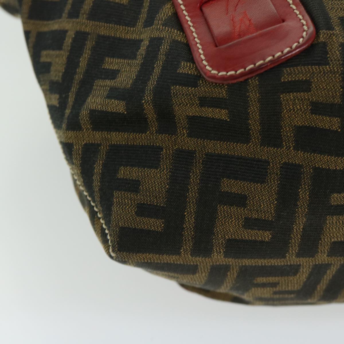 FENDI Zucca Canvas Hand Bag Brown Red66308