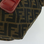 FENDI Zucca Canvas Hand Bag Brown Red66308