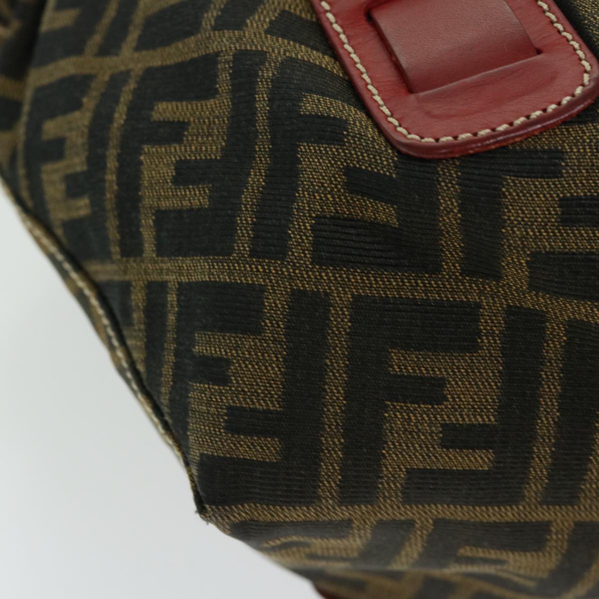FENDI Zucca Canvas Hand Bag Brown Red66308