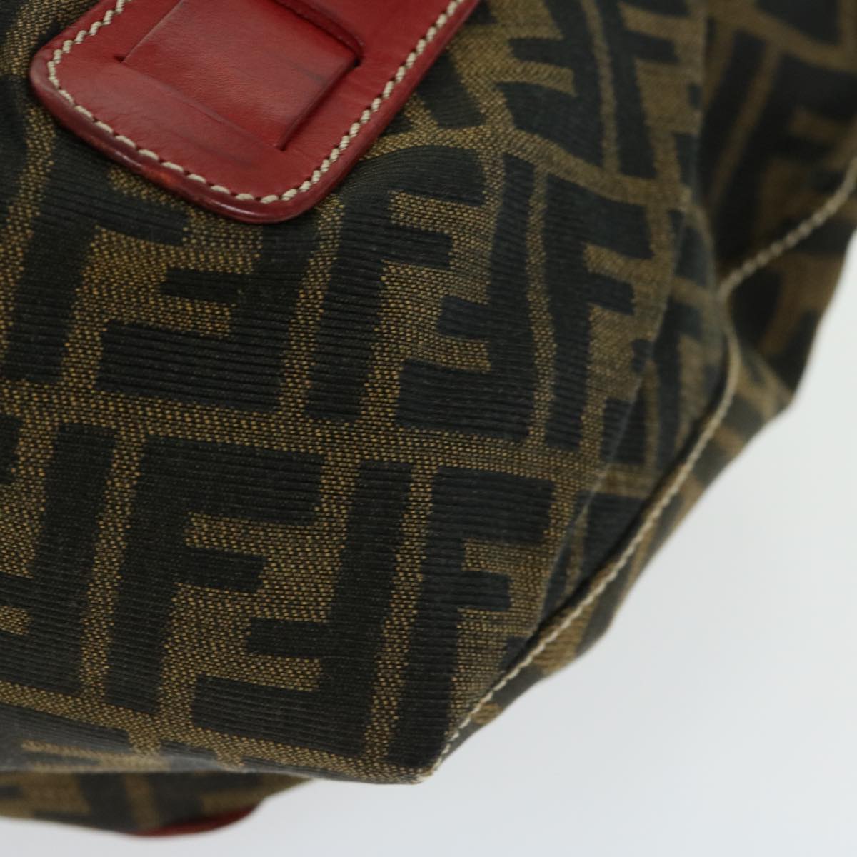 FENDI Zucca Canvas Hand Bag Brown Red66308