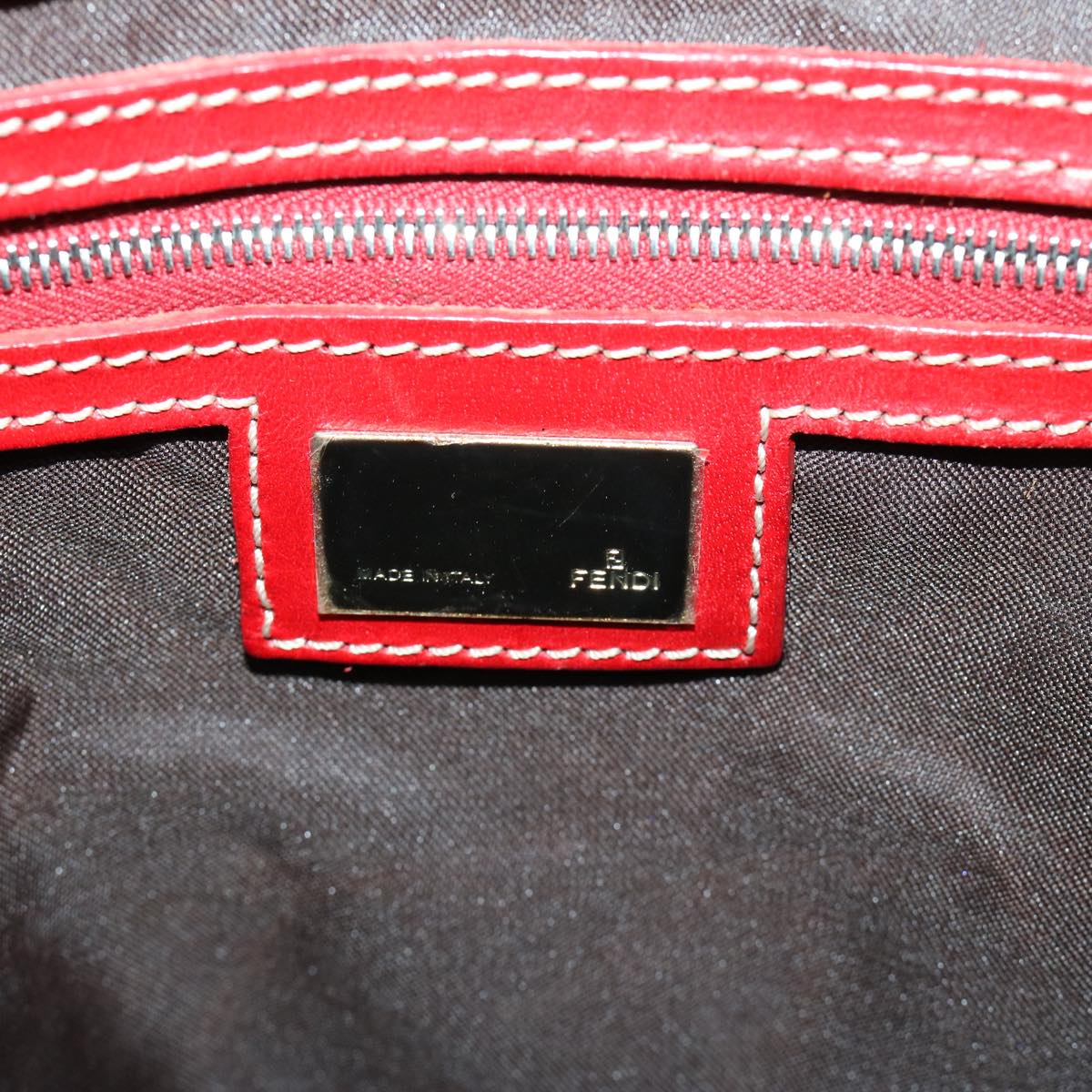 FENDI Zucca Canvas Hand Bag Brown Red66308