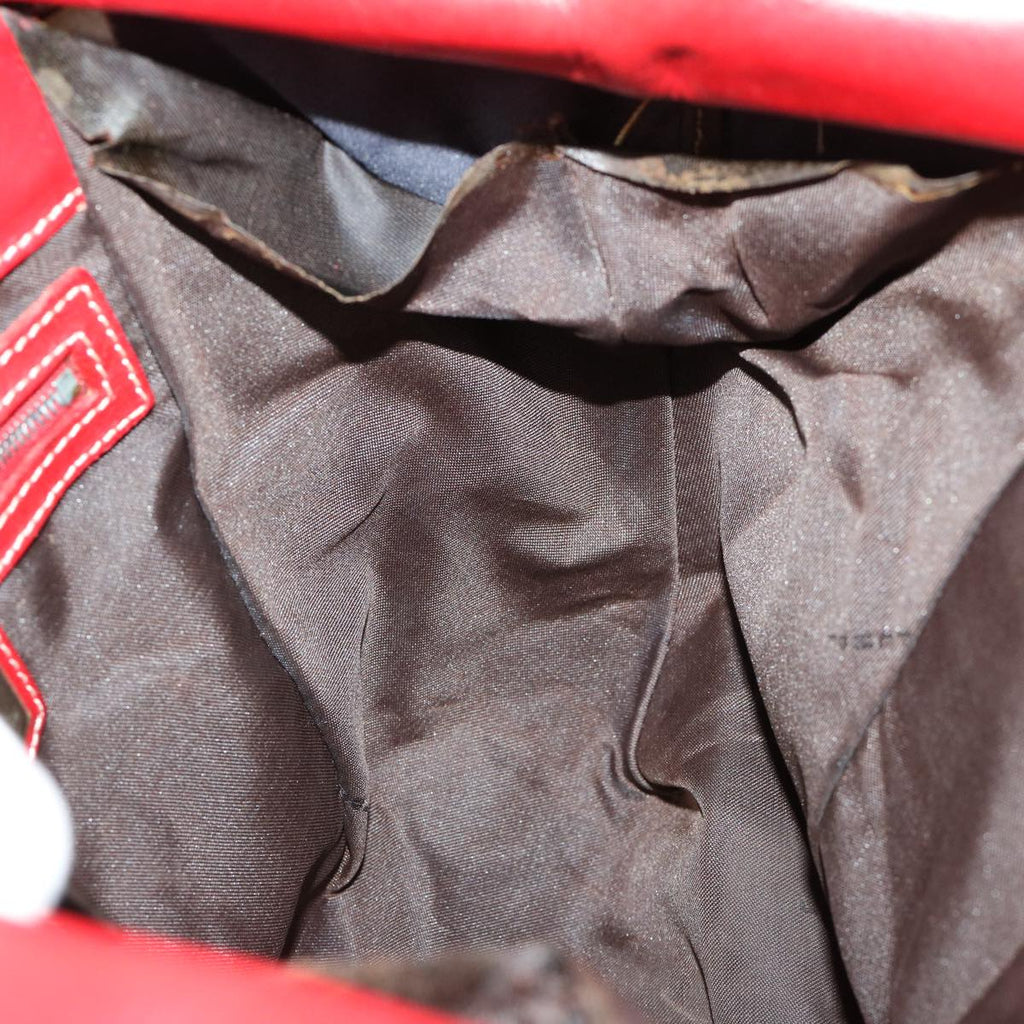 FENDI Zucca Canvas Hand Bag Brown Red66308