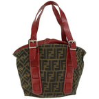 FENDI Zucca Canvas Hand Bag Brown Red66308