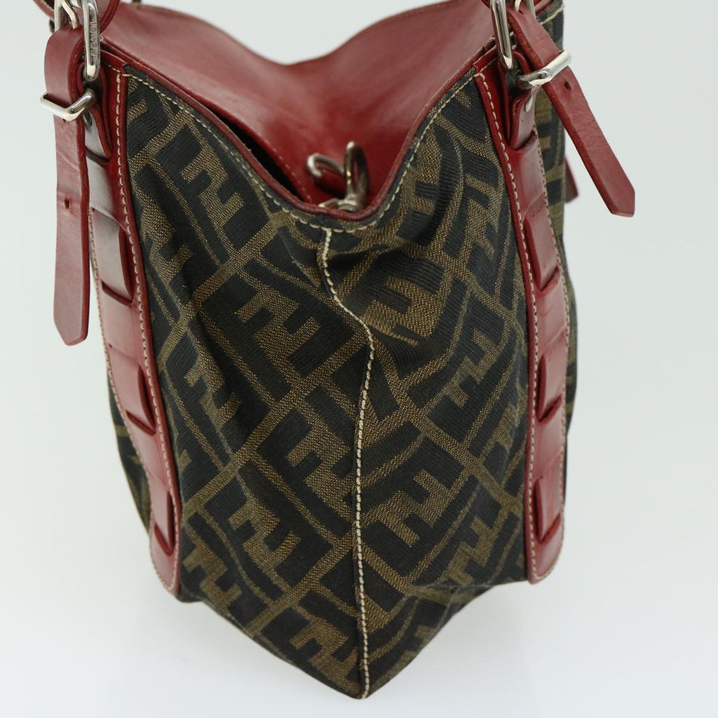 FENDI Zucca Canvas Hand Bag Brown Red66308