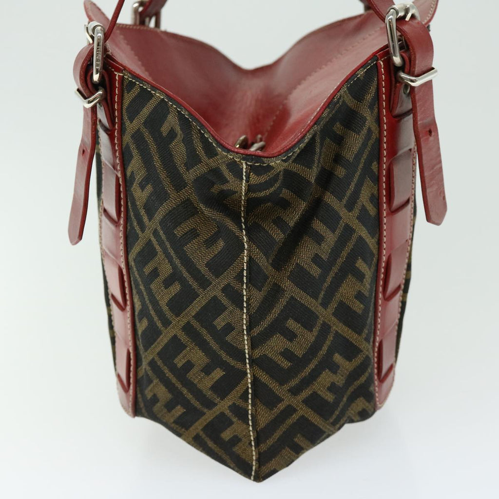 FENDI Zucca Canvas Hand Bag Brown Red66308