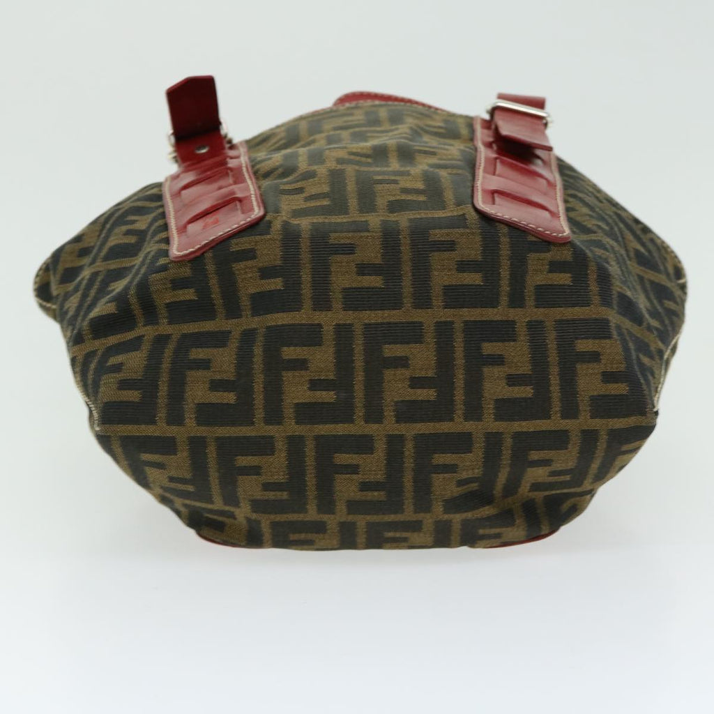 FENDI Zucca Canvas Hand Bag Brown Red66308
