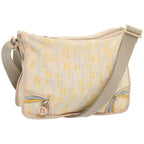 FENDI Zucchino Canvas Shoulder Bag Beige Light Blue yellow66310