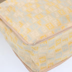 FENDI Zucchino Canvas Shoulder Bag Beige Light Blue yellow66310