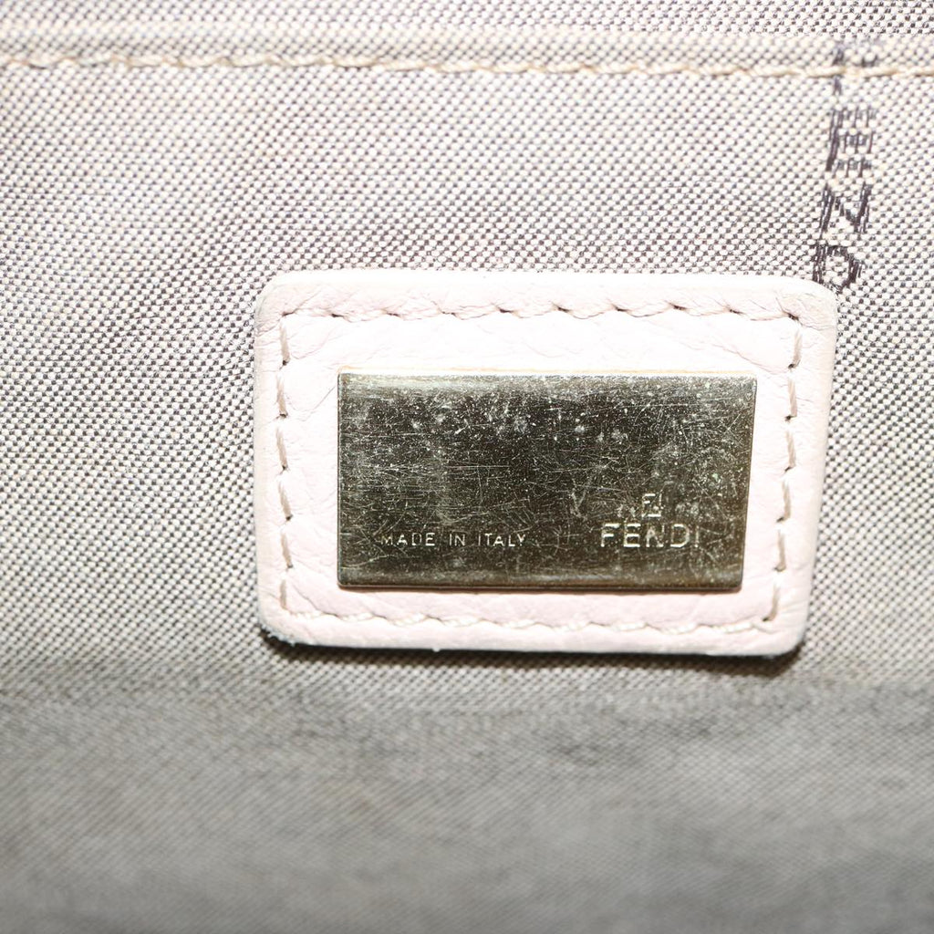 FENDI Zucchino Canvas Shoulder Bag Beige Light Blue yellow66310