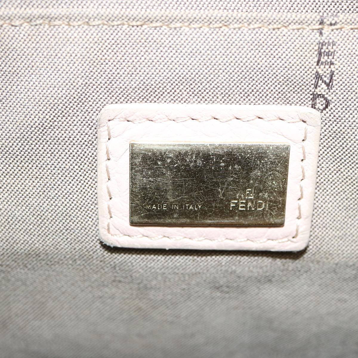 FENDI Zucchino Canvas Shoulder Bag Beige Light Blue yellow66310