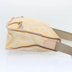 FENDI Zucchino Canvas Shoulder Bag Beige Light Blue yellow66310
