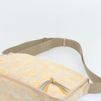 FENDI Zucchino Canvas Shoulder Bag Beige Light Blue yellow66310