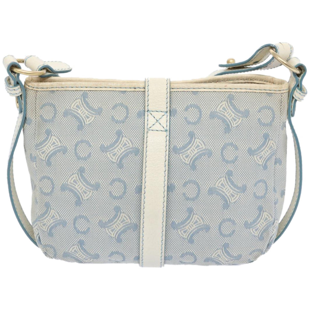 CELINE C Macadam Canvas Shoulder Bag Light Blue Auth 66344