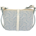 CELINE C Macadam Canvas Shoulder Bag Light Blue Auth 66344