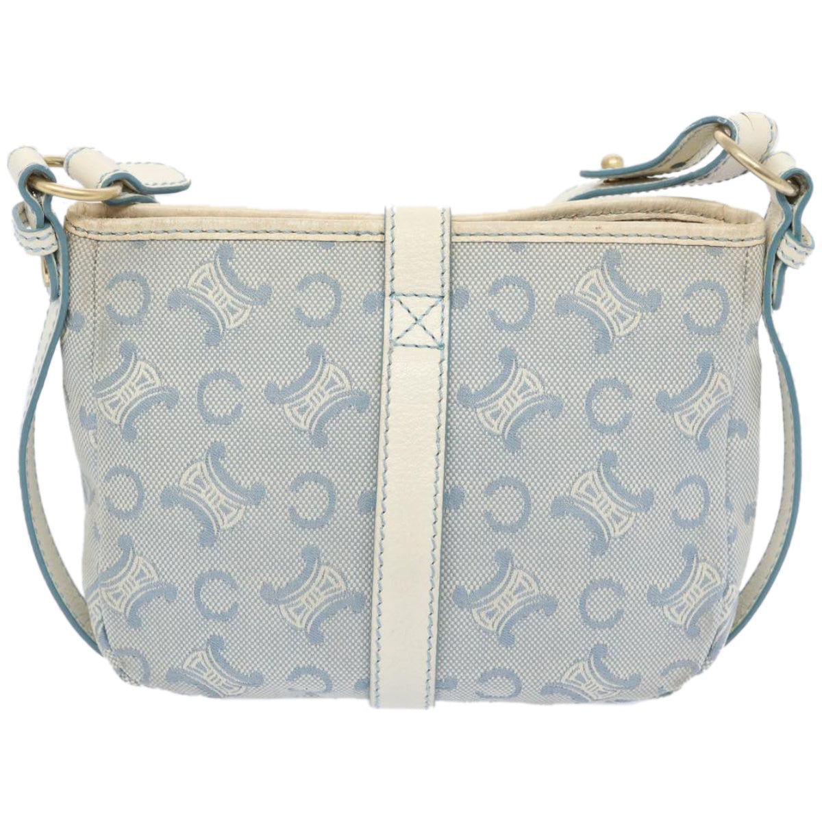 CELINE C Macadam Canvas Shoulder Bag Light Blue Auth 66344