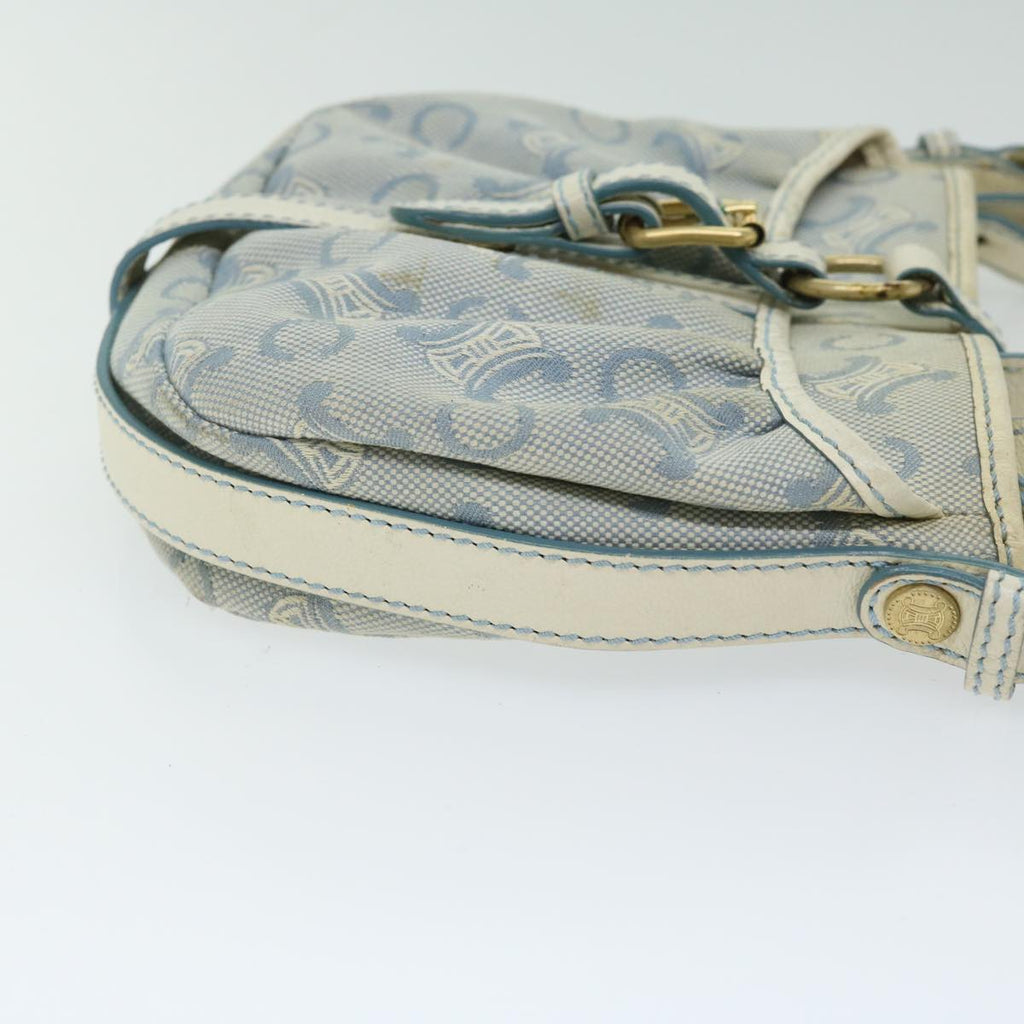 CELINE C Macadam Canvas Shoulder Bag Light Blue Auth 66344