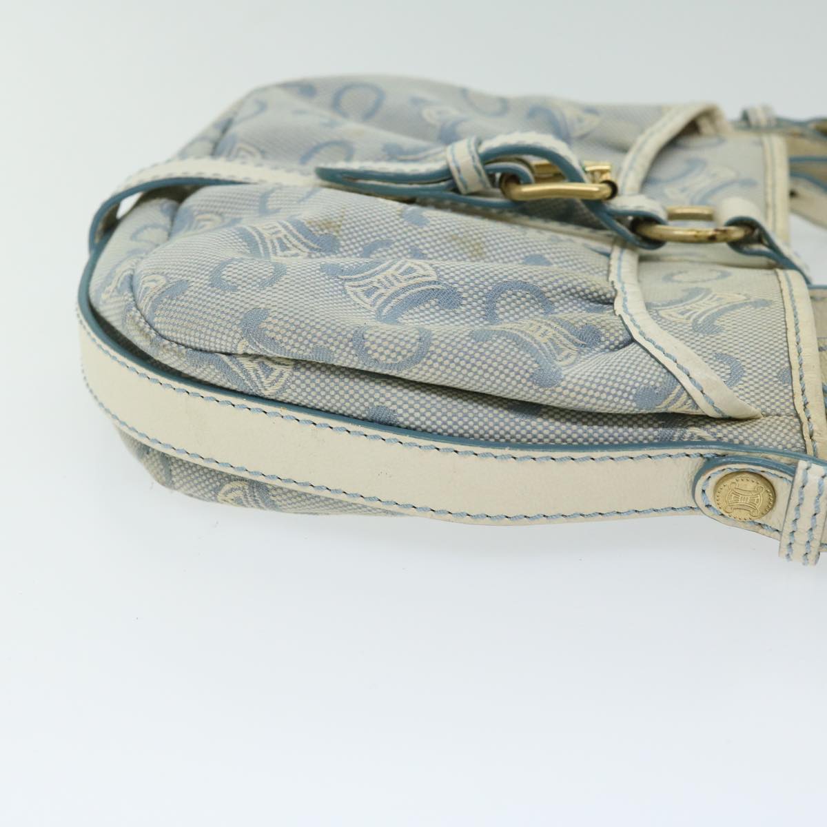 CELINE C Macadam Canvas Shoulder Bag Light Blue Auth 66344