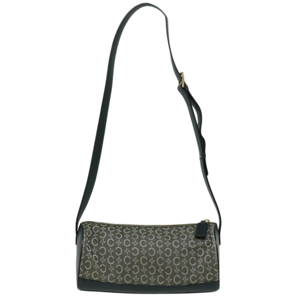 CELINE C Macadam Canvas Shoulder Bag Green Auth 66346