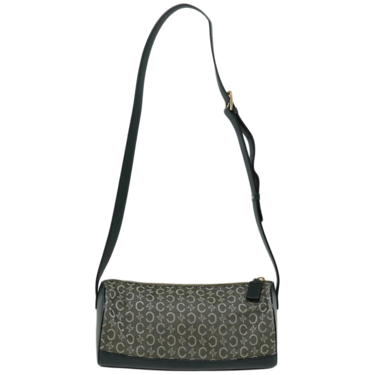 CELINE C Macadam Canvas Shoulder Bag Green Auth 66346
