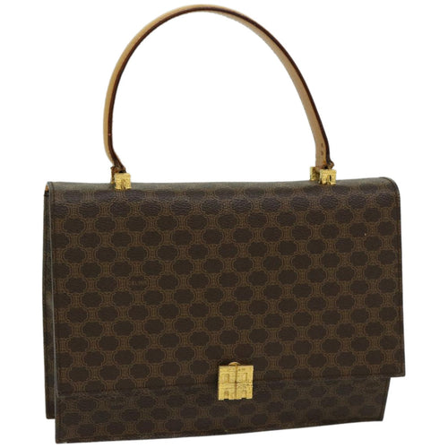 CELINE Macadam Canvas Hand Bag PVC 2way Brown Auth 66347