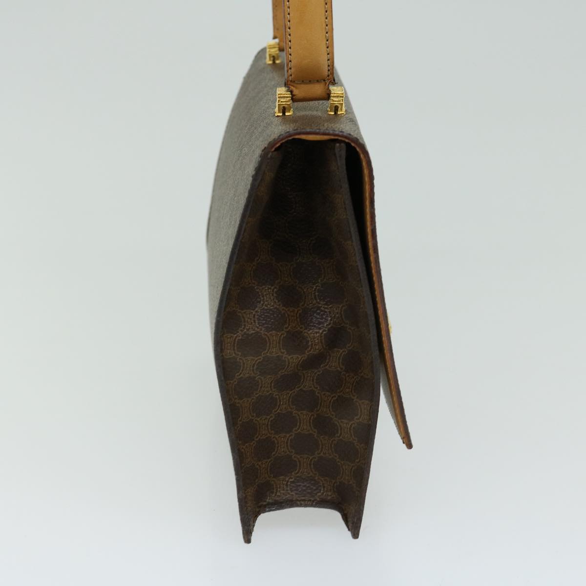 CELINE Macadam Canvas Hand Bag PVC 2way Brown Auth 66347