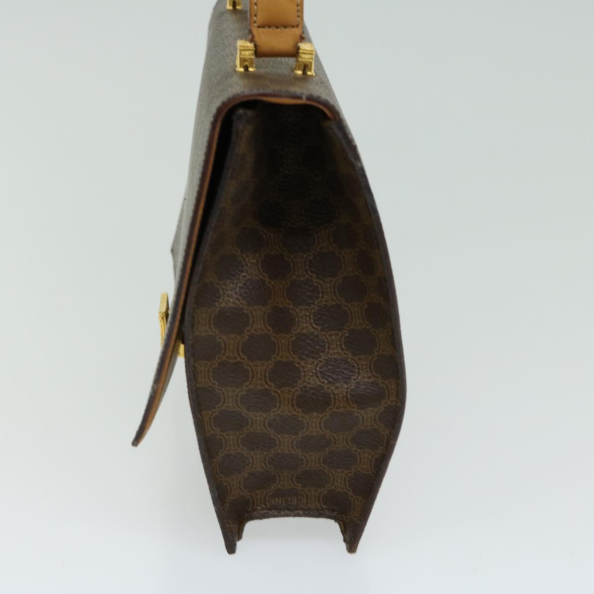 CELINE Macadam Canvas Hand Bag PVC 2way Brown Auth 66347