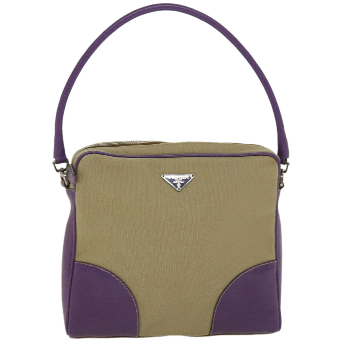 PRADA Shoulder Bag Canvas Beige Purple  66369