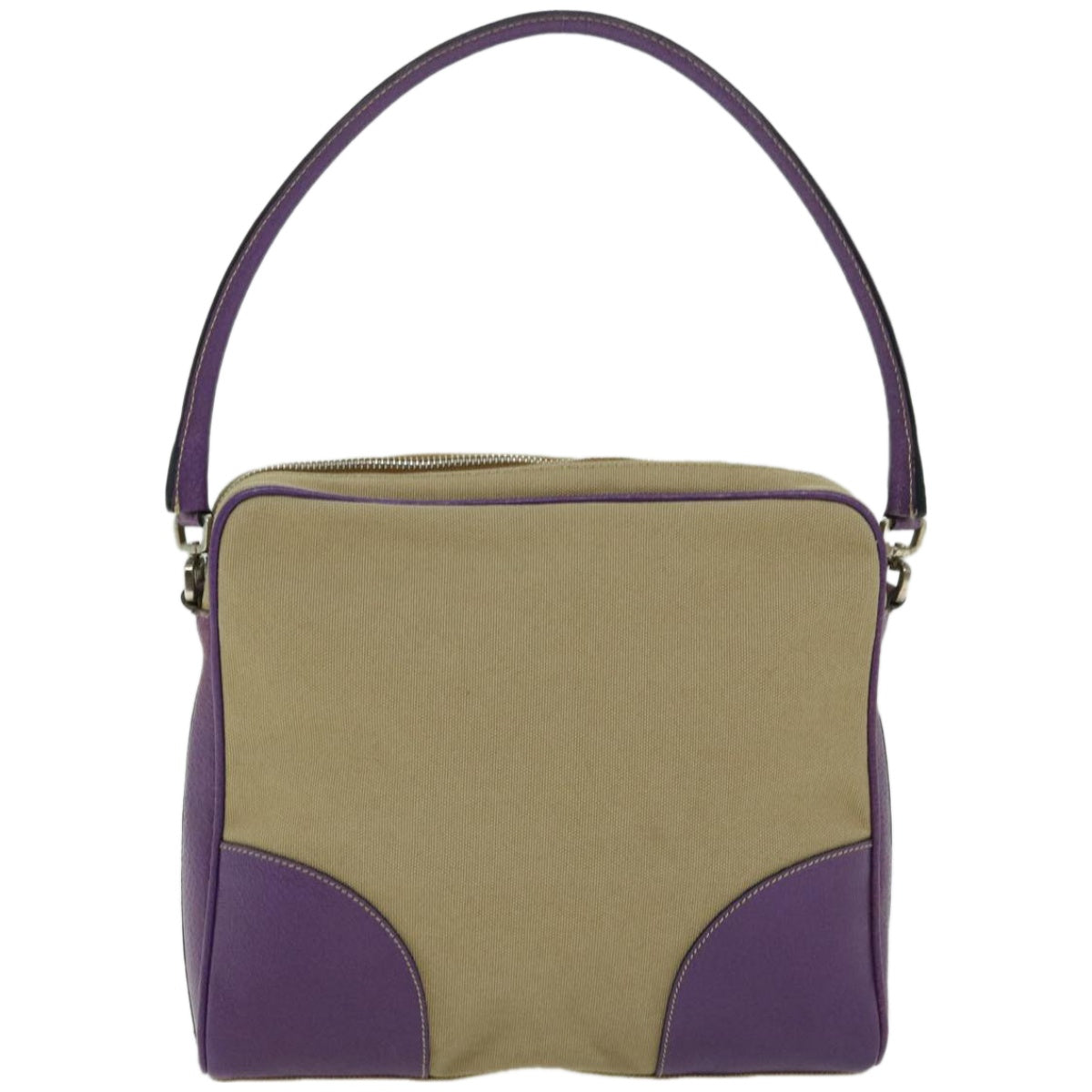 PRADA Shoulder Bag Canvas Beige Purple  66369