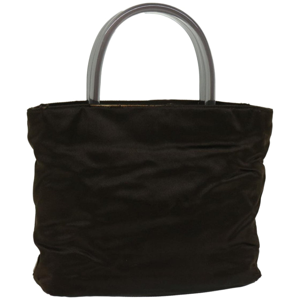 PRADA Hand Bag Satin Brown  66372