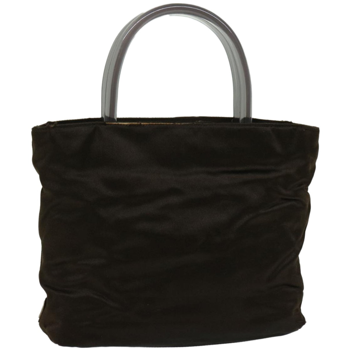 PRADA Hand Bag Satin Brown  66372