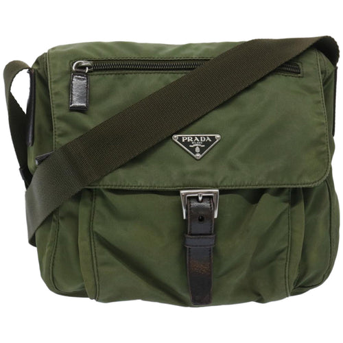 PRADA Shoulder Bag Nylon Khaki  66377