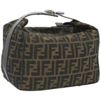 FENDI Zucca Canvas Vanity Hand Bag Black Brown66392