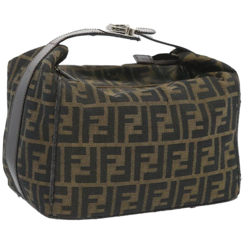 FENDI Zucca Canvas Vanity Hand Bag Black Brown66392