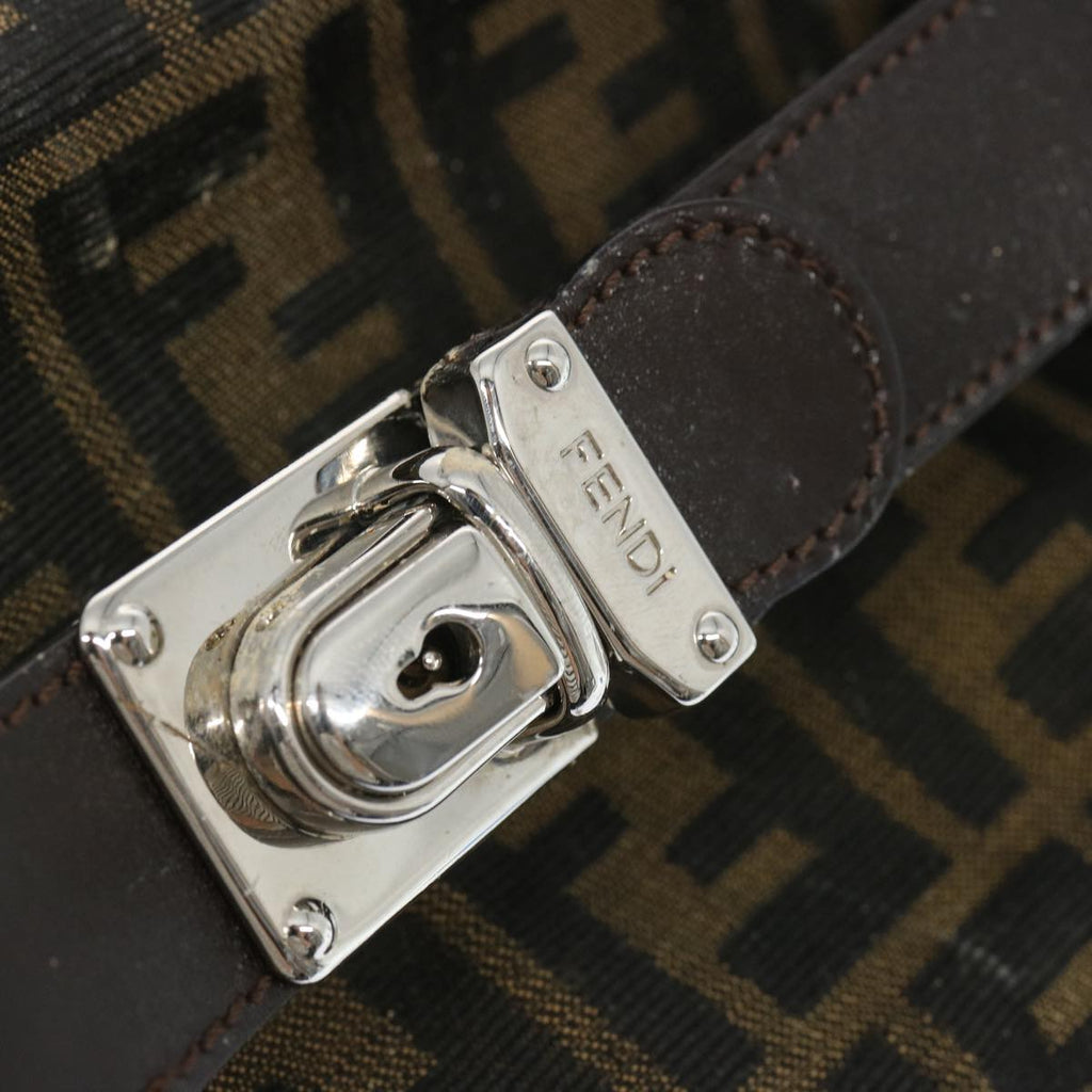 FENDI Zucca Canvas Vanity Hand Bag Black Brown66392