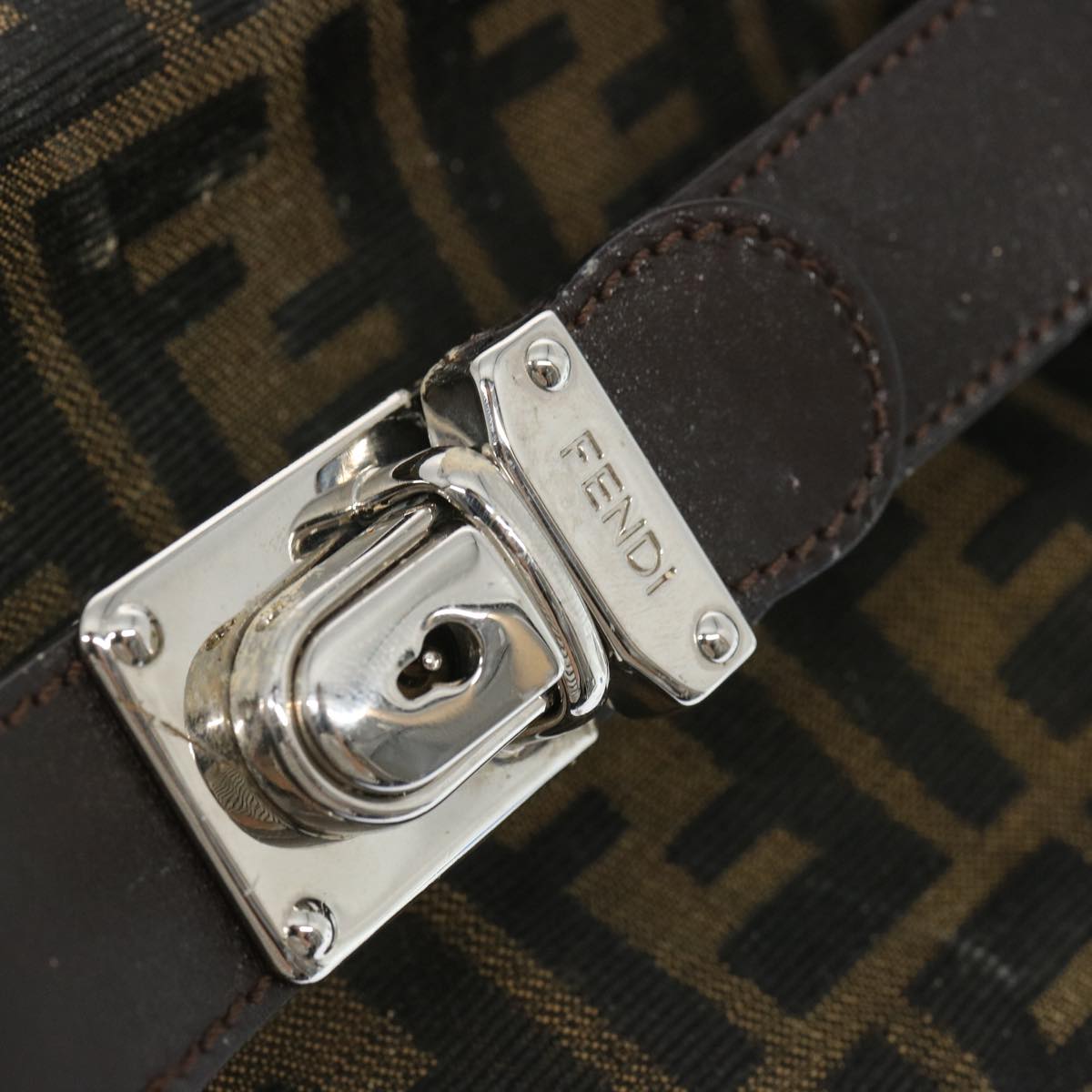 FENDI Zucca Canvas Vanity Hand Bag Black Brown66392