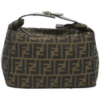 FENDI Zucca Canvas Vanity Hand Bag Black Brown66392