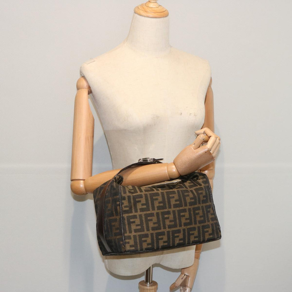 FENDI Zucca Canvas Vanity Hand Bag Black Brown66392