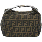 FENDI Zucca Canvas Vanity Hand Bag Black Brown66392