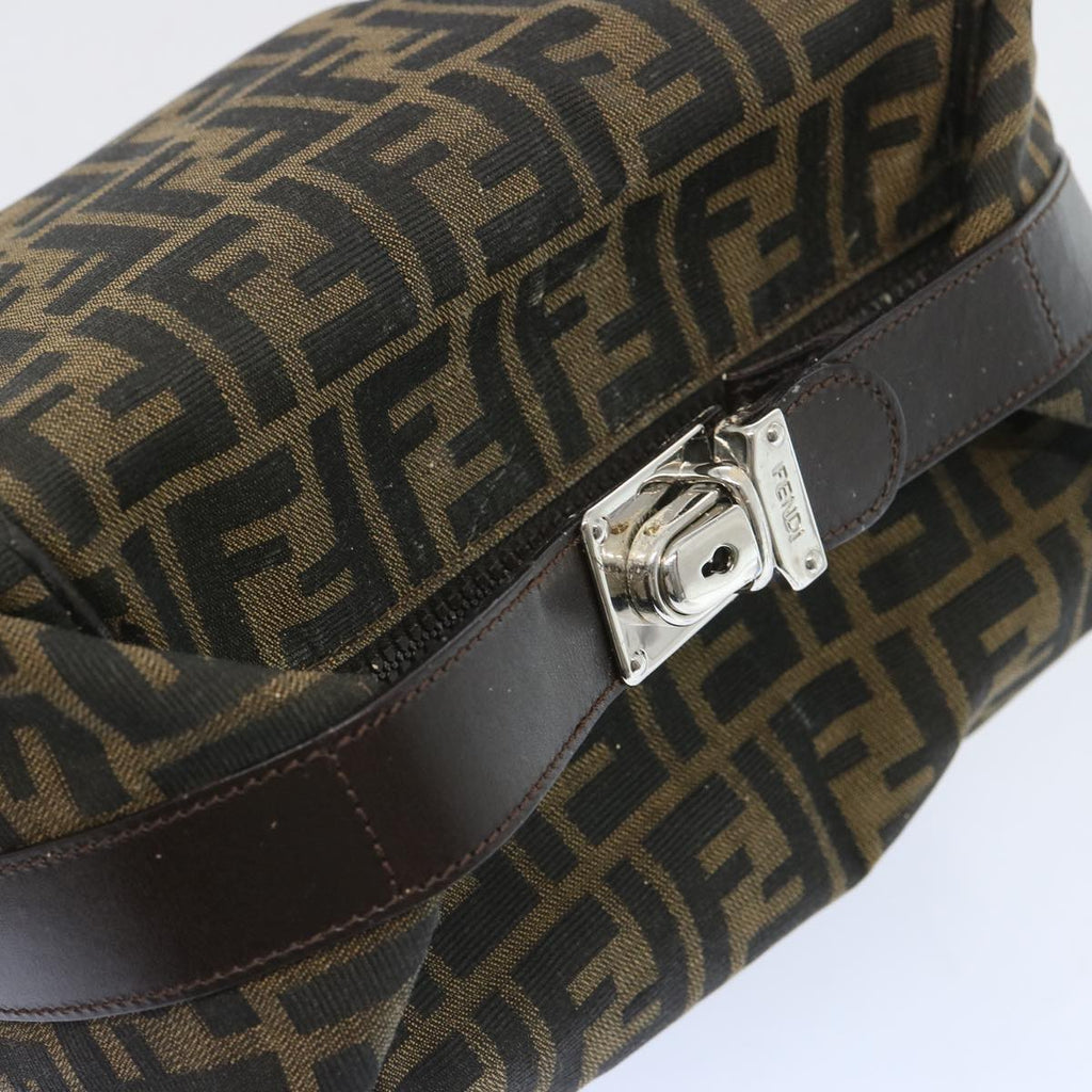 FENDI Zucca Canvas Vanity Hand Bag Black Brown66392